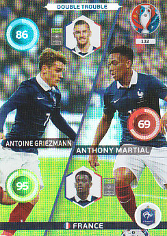 Antoine Griezmann Anthony Martial France Panini UEFA EURO 2016 Double Trouble #132